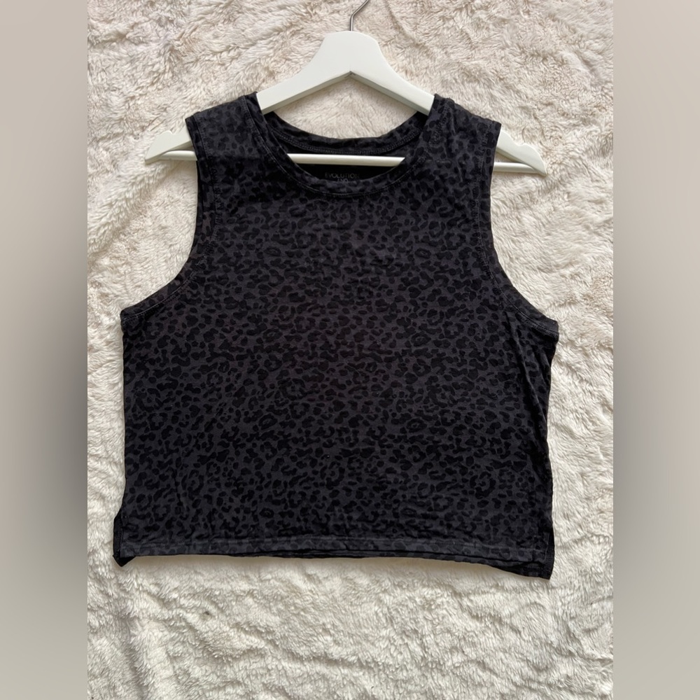 Evolution and Creation Women’s Sheer black cheetah print tank top Size M